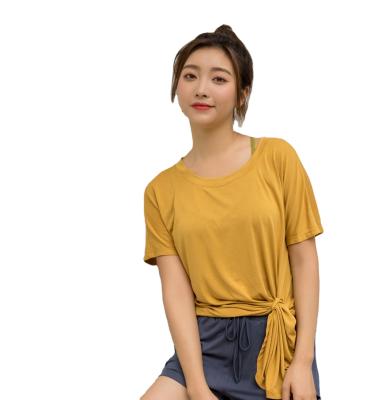 China Sports T-shirt Women's Quick Dry Clothes Loose Short Running Sleeved Tops Fitness Tops Yoga M for sale