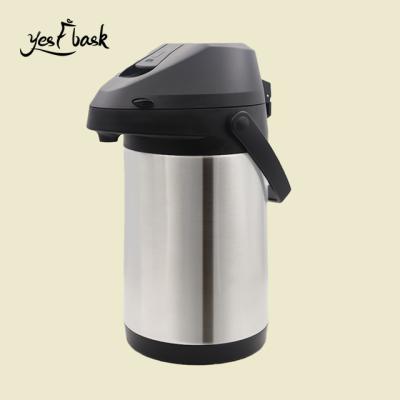 China Paraguay 2.5L Stainless Steel Pump Airpot Vacuum Flask Coffee Dispenser Business Termos for sale