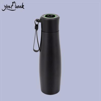 China PORTABLE Portable Stainless Steel Vacuum Temperature Cup Show Smart Thermos Sport Water Bottle With Filter for sale