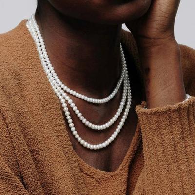 China 2022 New Women's TRENDY Imitation Fashion Necklace Handmade Simple Round 6/8/10mm Simple Round Pearl Necklace For Women Jewelry Gift for sale