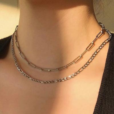 China Handmade CLASSIC Women's Classic Necklace Chain Paper Clip Figaro Stainless Steel Chain Necklace 2022 New For Women Jewelry Gift for sale