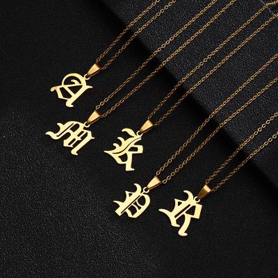 China 2021 New Gold Color Link Chain Cute Classic Round Necklace Letter Cute Dangling Women Necklace For Women Jewelry Gift for sale