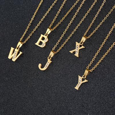 China Vintage 2021 New Fashion Letter Pendant Necklace Women Pave Zircon O-Chain Necklace For Women Jewelry Gift for sale