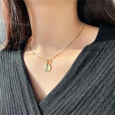 China CLASSIC Round Pendant Necklace Women Simple Stainless Steel Link Chain Necklace For Women Jewelry Gift for sale