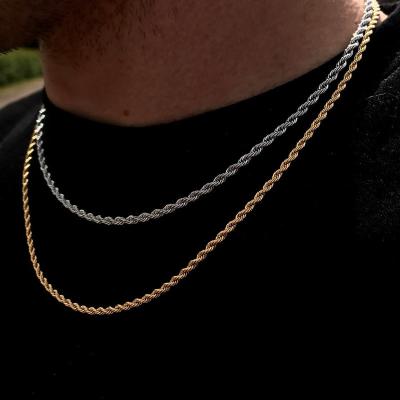 China CLASSIC Classic Rope Chain Men's Necklace 2/3/4/5 Mm Stainless Steel Chain Necklace Width For Men Women Jewelry for sale