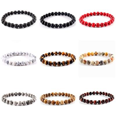 China TRENDY classic handmade lava tiger eye strand tiger strand bracelet 8mm fashion bead stone bracelet for men jewelry for sale