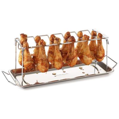 China 2021 Waterproof Foldable BBQ Stainless Steel Chicken Legs Rack for sale