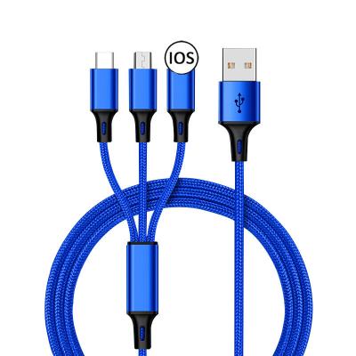 China Data+Transmission 3 in 1 USB 3A Data Cable For Huawei Mate 40 Micro USB Type C Pro 3in1 2in1 USB Charger Charging Cable For iPhone 13 12 11 for sale