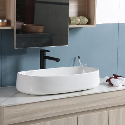 China Easy Clean Modern Home White Ceramic Wash Basin Bathroom Sink Hand Wash Basin Counter Top for sale