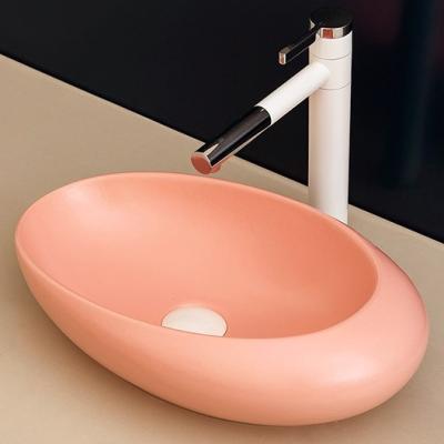 China Art Bathroom Easy Clean Oval Shape Ceramic Basin Counter Above Wah Sink for sale