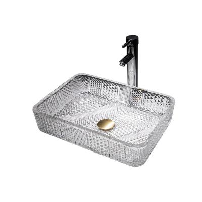 China Easy Clean Crystal Wash Basin Above Clear Glass Basin Bathroom Sink for sale