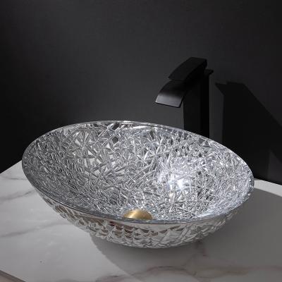 China Easy Clean Modern Bathroom Sanitary Ware Wholesale Wash Basin Clear Glass Sink for sale