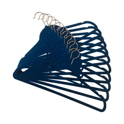 China Wholesale Premium Custom 38Cm Navy Blue Non-Slip Coat Velvet Contact Manufacturer 50 Pack Velvet Hangers For Fabrics for sale