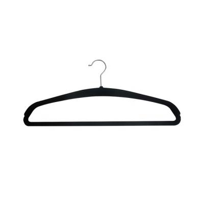 China Multifunctional Coat Hangers Velvet Suit Hangers Non Slip Extra Wide Shoulder Velvet Adult Plastic Hangers For Clothes for sale