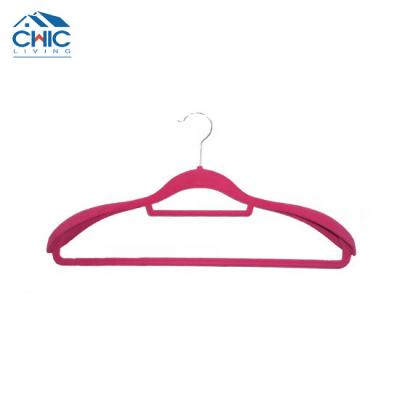 China Multifunctional High Quality Velvet Coat Non-slip Suit Hangers with Epaulets and Accessary Bar for Clothes/Suits for sale