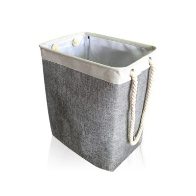 China Large Capacity Sustainable Collapsible Canvas Cloth Dirty Clothes Laundry Hamper With Cotton Rope Handles for sale