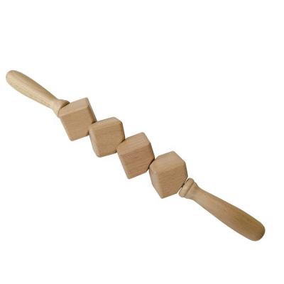 China Wooden Massage Roller Body Muscle Therapy Wood Massage Tools Hand Held Massager Stick For Cellulite Reduction for sale