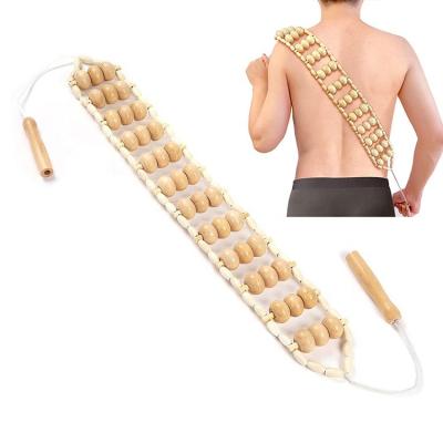 China Wooden Roller Rope Body Massage Therapy Wood Massage Tools Back Massage Roller Tool For Body Pain Release for sale