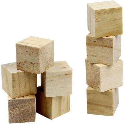 China Europe Square Pine Wood Cube Unfinished Architectural Block For Kids Painting DIY Crafts Puzzle Make Photo Decoupage for sale