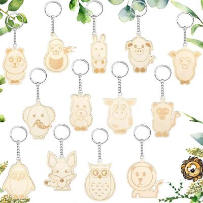 China Eco-friendly Material Wooden Animals Key Chain For Kids Animal Shaped Gift Key Chain For Souvenir Key Chain Wood Key Ring Gift Craft for sale