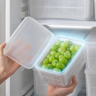 China Modern Plastic Double-Layer Drain Basket Kichen Tools Kitchen Accessories Storage Basket With Cover For Fruits And Vegetables for sale