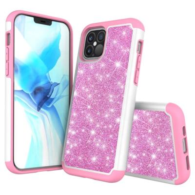 China 100% Eco-friendly Luxury Protective Phone Case Back Covers 3 in 1 Pink Diamond Skin Bling Shockproof Phone Accessories Cases for sale