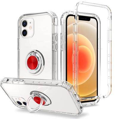 China Shock Proof Cell Case Yatwin 360 Tpu Protective PC Full Customize Luxury Tansparent Phone Case With Ring Holder for sale