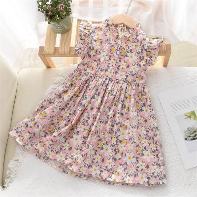 China Breathable 1-6 Years Toddlers Dress To Outfit Sleeveless Ruffle Floral Dress Little Girls Dresses Fashionable Summer Baby Clothes for sale