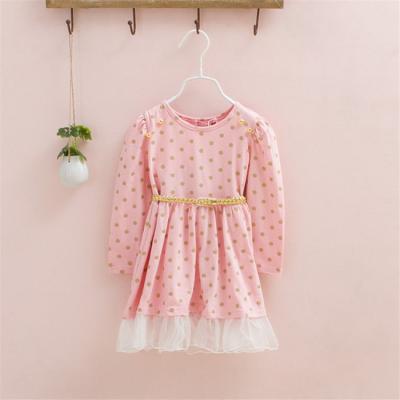 China Anti-wrinkle 3-6 Years Kids Pink Dot Printing Princess Dress Girls Dresses With Breath Sleeve Fashionable Baby Clothes For Fall for sale