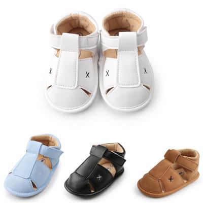 China Anti-Slippery Newborn Flat Baby Sandals Boys Shoes 0-12 Months Wrap Toe Rubber Soft Sole Casual Kids Walking Shoes Spring Summer for sale