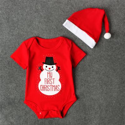 China Washable/Breathable Baby Jumpsuit Short Sleeve With Snowman Pattern Girls Clothing Sets Red Rompers Infant Dresses For Party Summer Toddler Girl Boy for sale