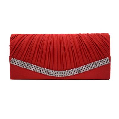 China High Quality Solid Color Elegant Clutch Bags Ladies Evening Clutch Bags Durable Fashionable Women's Satin Handbags With Diamonds for sale