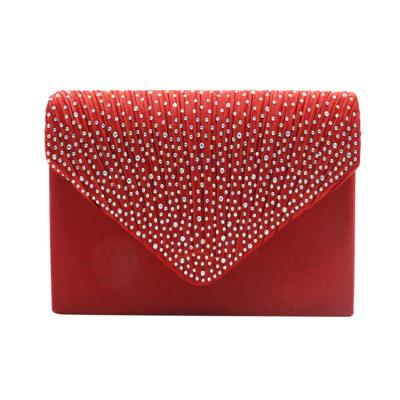 China Durable Evening Clutches Grab Ladies Handbags Decorative Silk Small Clutch Bag With Fashionable Diamonds Design for sale