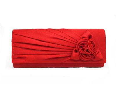 China Smocked Silk Clutch Purse For Woman Black Evening Clutch With Roses Wedding Silk Clutch Solid Color for sale