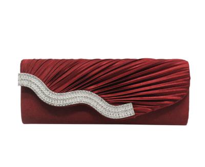 China High Quality Satin Clutch Purses With Rhinestones Smocked Women's Clutch Bags Evening Clutch Bag Handmade Goods for sale