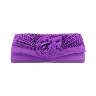 China Multi Color Satin Evening Clutch Bags With Flower Ladies Grab Material Purse Satin Party Wedding Handbags For Women for sale