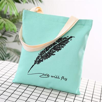 China Women's Casual Tote Bag Canvas Women's Shoulder Bag Feather Pattern Printing Zipper Closure Tote Bags Cotton Portable Girls Women's Handbag for sale