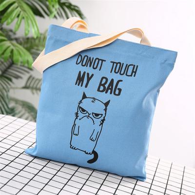 China Cheap Tote Bags Canvas Tote Bags Cat Pattern Shopping Portable Women Bag Cartoon Printing Zipper Closure Handbag Girls Shoulder Bag Wholesale for sale