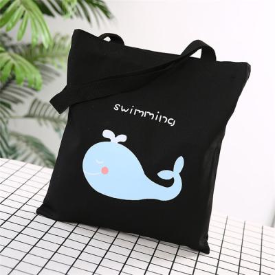 China Portable Tote Bags Bulk Cheap Eco-friendly Cartoon Whale Shopping Bag Women Canvas Totes Printing Zipper Closure Summer Handbags for sale