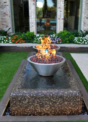 China Good quality Stainless Steel Fountain Gas Water Fire Bowl For Swimming Pool for sale