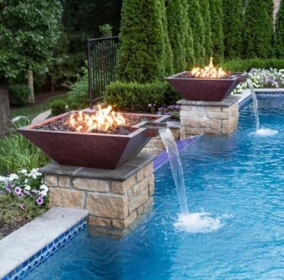 China Custom Outdoor Metal Cascade Water Fire Bowls For Garden Decor for sale