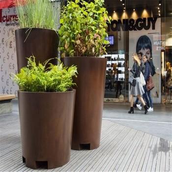 China Metal Classical Corten Steel Cone Outdoor Flower Pots for sale