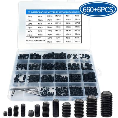 China Other Grade 12.9 Carbon Steel Headless Inner And Setting Screw Set M2 M3 M4 M5 M6 Nickel Plated Hex Wrench Screw for sale