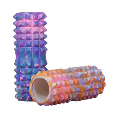 China Custom EVA High Density Muscle Massage Spine Camouflage LOGO Cavity Grid Yoga Back Foam Roller for sale