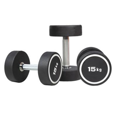 China High Quality Black Dumbbell Gym Fitness Strength Training Home Weightlifting Rubber Covered Around CPU Dumbbell Set for sale