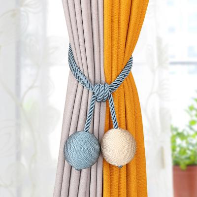 China Handcrafted Modern Minimalist Cotton Bead Curtain Tie Ties Single Curtains Hanging Ball For Curtains Hook for sale