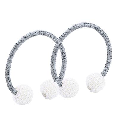 China Eco - Friendly Exquisite Pearl Curtain Tie Rings Buckles Magnetic Curtain Clasp for sale