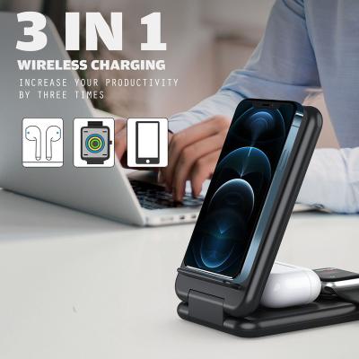 China 3 in 1 Wireless Charging Station QI 15W Fast Charging for iPhone Pro Charger Dock for Apple Watch 5 4 Airpods Pro Wireless Charging Stand 3 in 1 Wireless Charger for sale