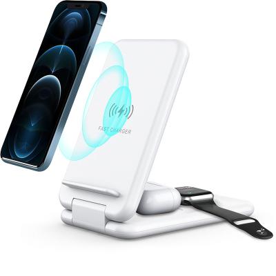 China 3 in 1 Wireless Charging Station 3 in 1 Fast Qi Wireless Charger 15W Charging for iPhone 12 Pro Dock Charging Station for Samsung Watch Wireless Charger for sale