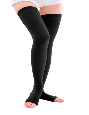 China Alina Medical compression stockings, above the knee stocking with anti-slip silicone, open toes A-6004 for sale